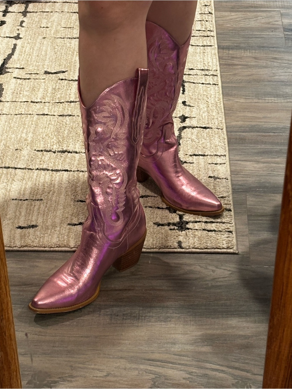 Metallic Pink Western Cowboy Boots - Women's Stylish Cowgirl Boot